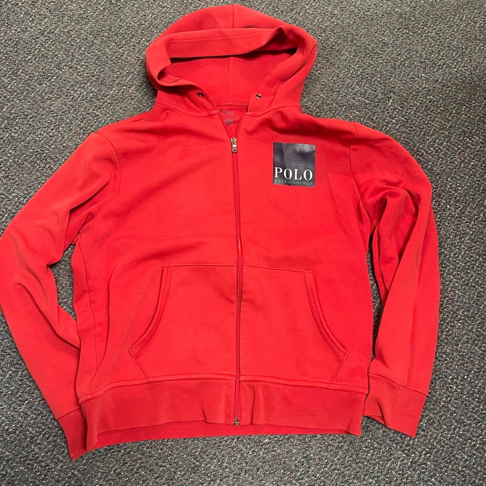 Ralph Lauren Red Zip-Up Hoodie Polo Hoodie